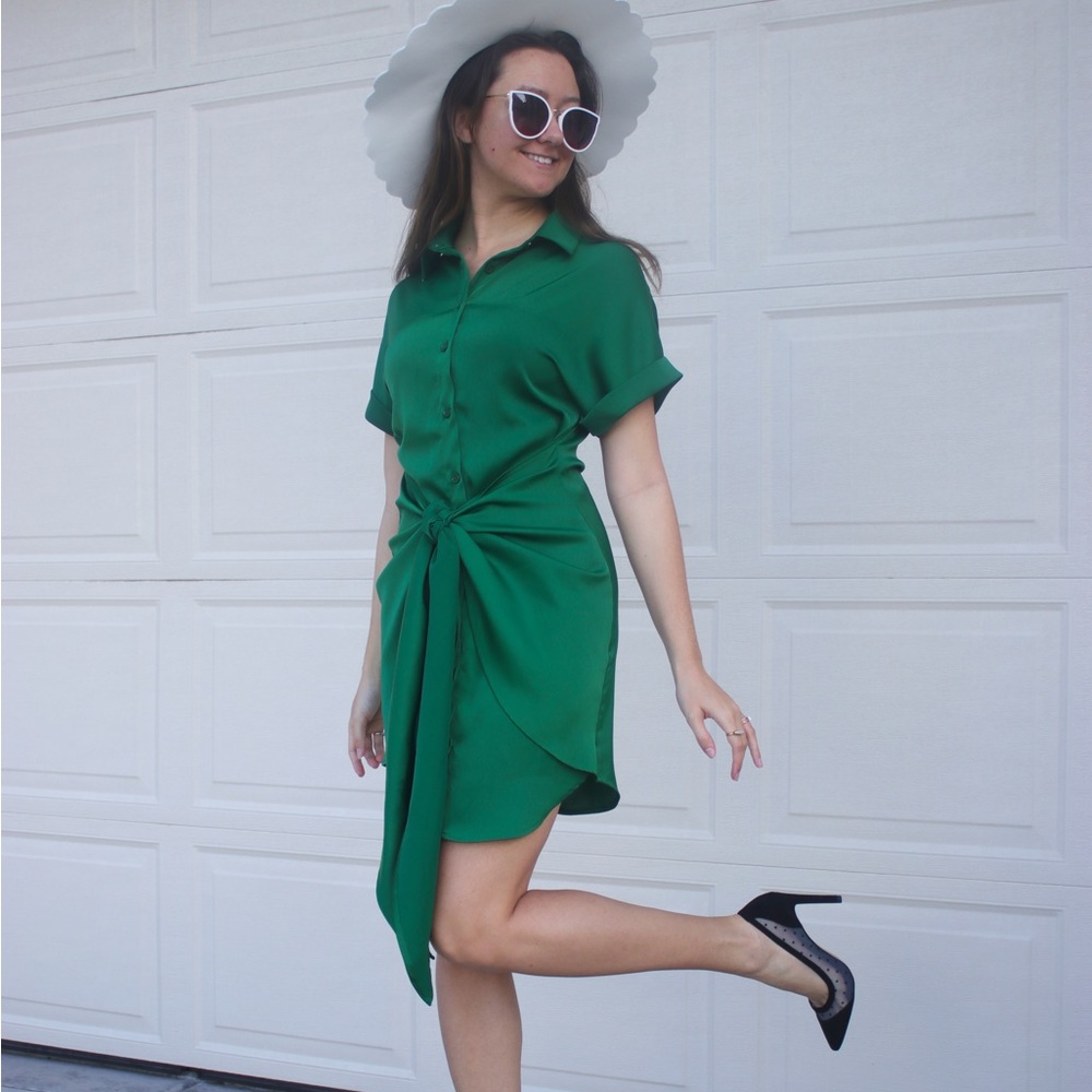 Amazon women’s green satin dress